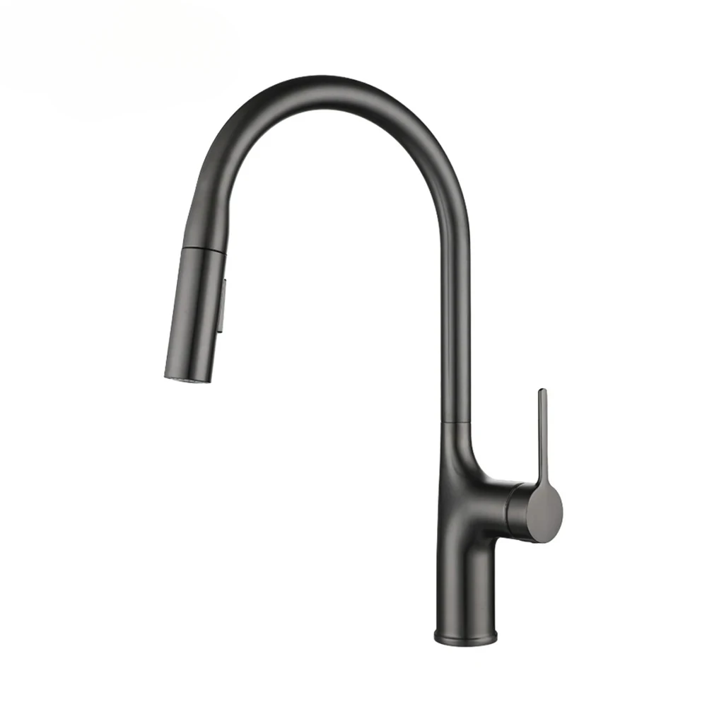 

Countertop-mounted kitchen faucet, pull-out mixer faucet, dual-function single handle, cold and hot water switching, crane-style