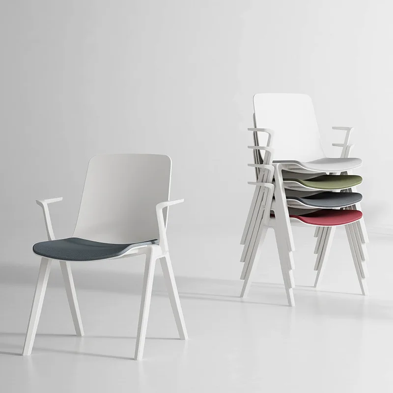 

Simple, with table board, office, conference chair, armrest white plastic backrest four feet
