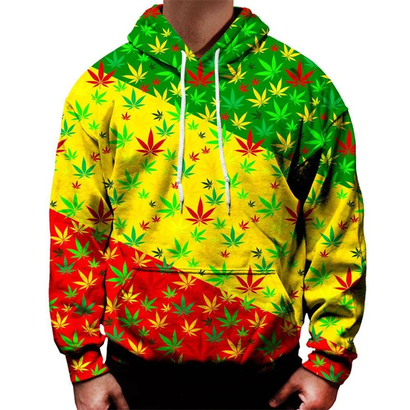 New 2024 Multi Color Plants Leaf Hoodie Men 3D Printed Flower Sweatshirt Women Long Sleeve Hoodies Tops Casual Street Pullovers