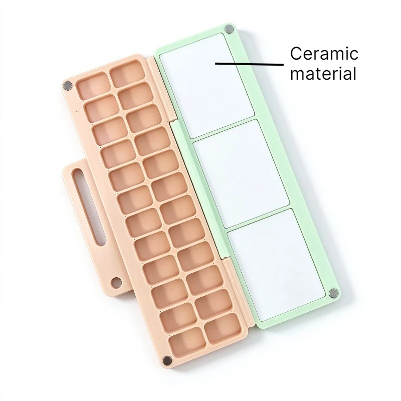 M5/A7 Binder Insert Watercolor Palette 12/24 Wells Empty Paint Box With Ceramic Mixing Palette Travel Painting Art Supplies