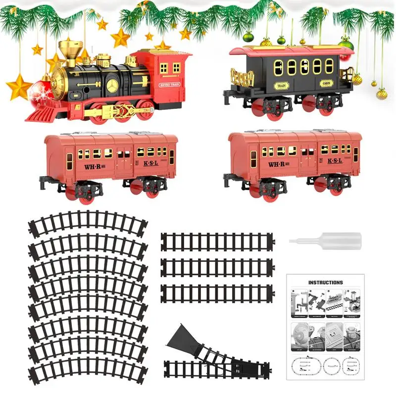 Model Train Set Electric Train Set Sound Train Toy Locomotive Model Battery-Powered Railway Kit Christmas Toy For Girls