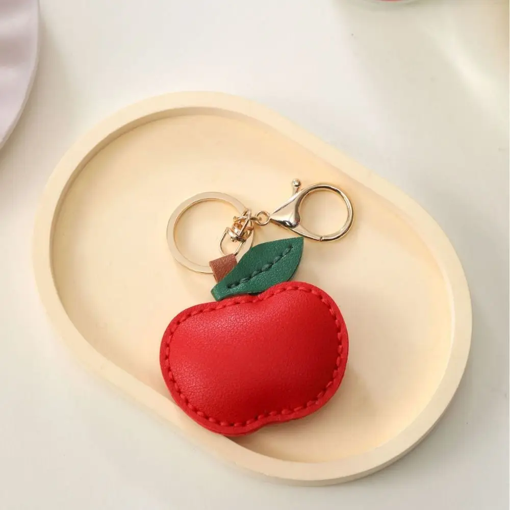 Creative Cute Fruit Pendant Strawberry Peach Leather Keychain Car Keyring Handmade Bag Pendant Gift