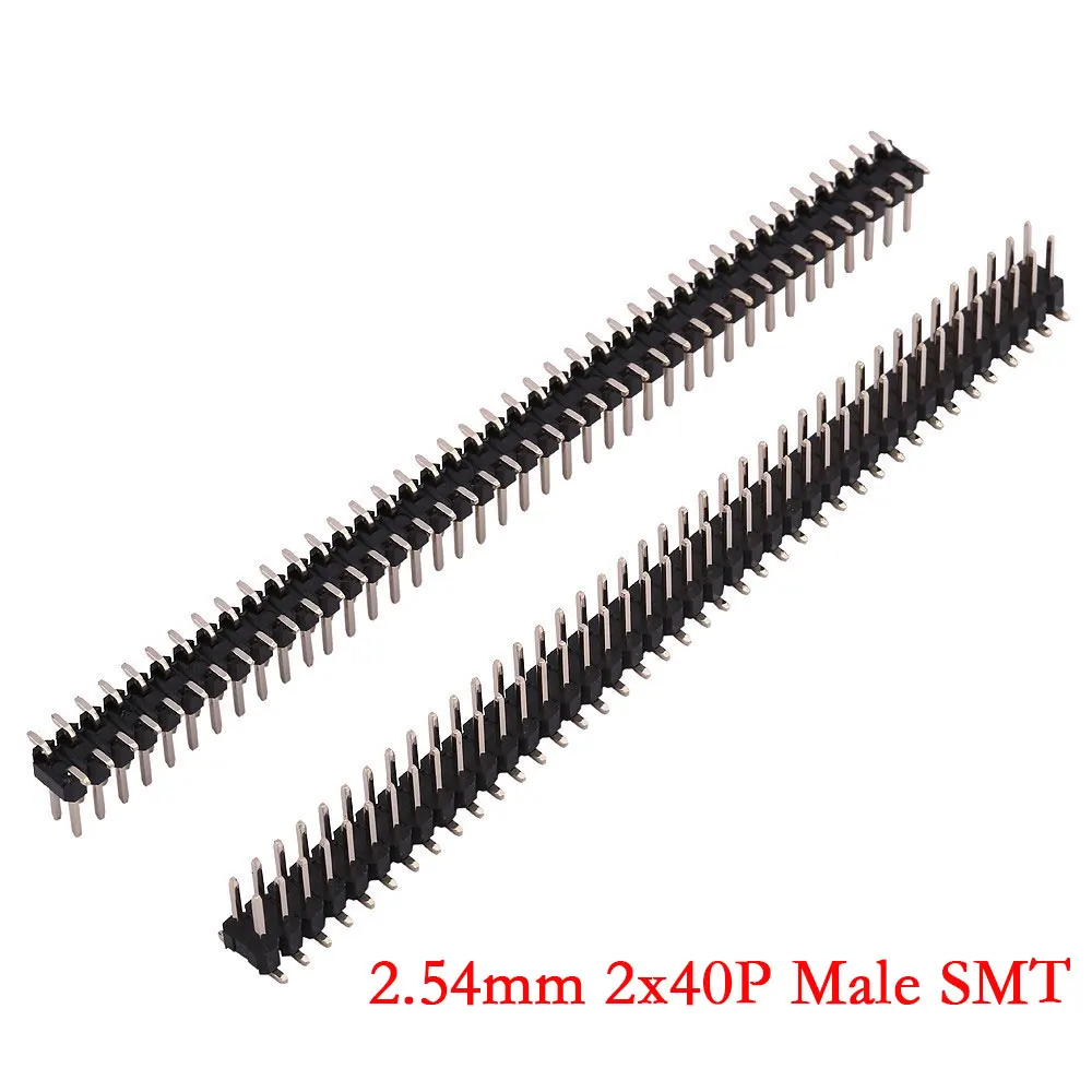 Toonhoogte 2.54mm 1x40Pin 2x40Pin 80Pin Enkele Dubbele Rij Vrouwelijke Mannelijke Header Strip Haakse SMT SMD Ronde Rechte Connector