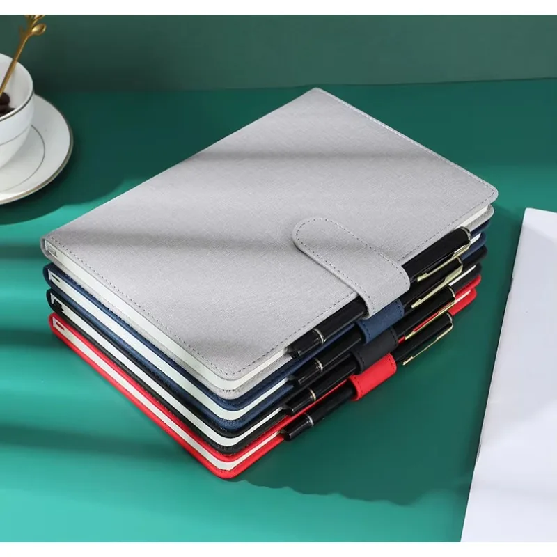 Hot Selling Gift 100 Sheets Diary Classic Linen Pattern U Shaped Magnetic Buckle PU Leather Cover Solid Color Printed Style