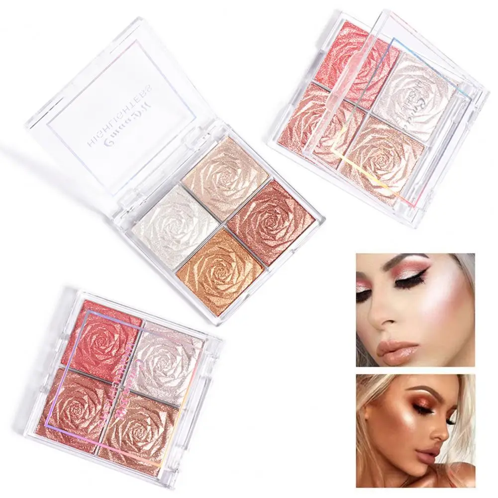 Blush Palette Long Lasting Waterproof Silky 4-Color Highlighter Eyeshadow Blush Palette for Party Makeup Beauty Health