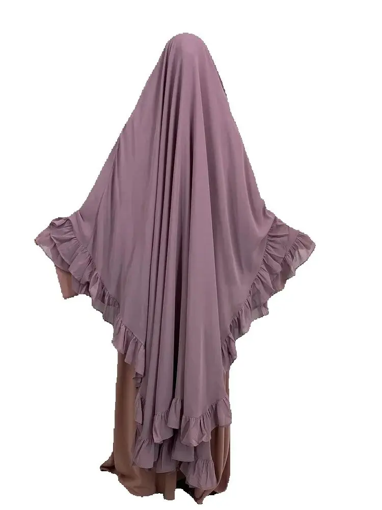 Ramadan Long Khimar Muslim Hijab Head Scarf Headwraps for Women Lotus Islam Hijabs Eid Djellaba Prayer Garment Niqab Abaya Dress