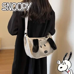 Snoopy damska płócienna torba młodzieżowa moda damska torba na ramię z motywem kreskówkowym Studentka o dużej pojemności kobiece torby typu Crossbody prezent