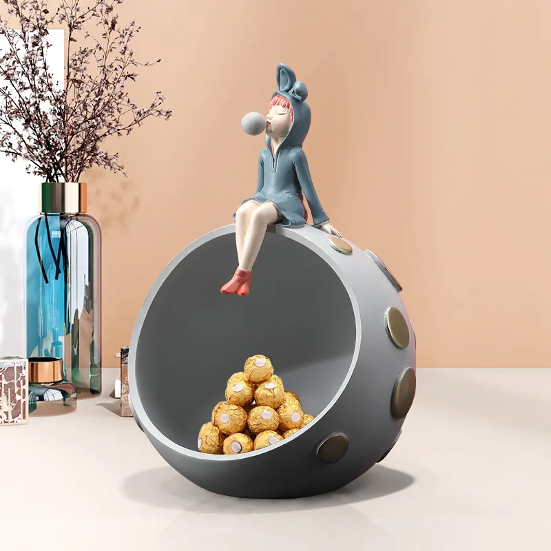 The Bubble-blowing Girl Keeps The Decorations Keys Entrance Living Room Table Decorations Housewarming Gifts Sculpture Art