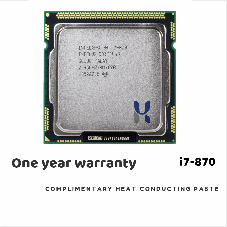 

Core i7 870 2.93 GHz Quad-Core L3 8M Processor Socket 1156 CPU SLBJG 95W