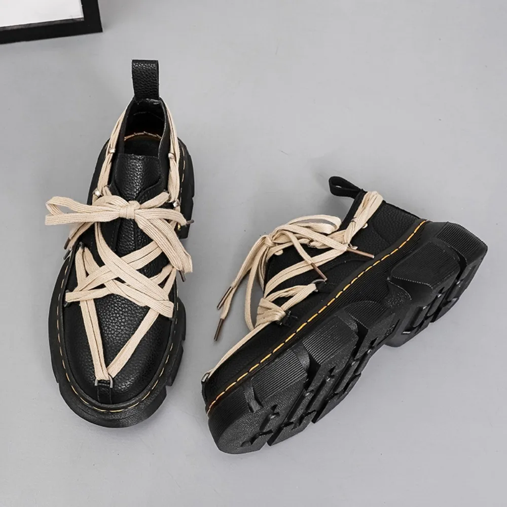 

2026New Style Platform Lace Up Women Sneaker Casual Designer Low Top Leather Girls' Punk Shoes Classic Luxury Thick-sole Trainer