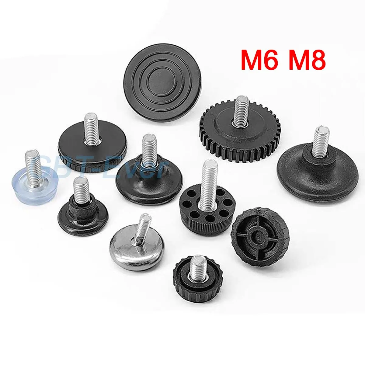 

4Pcs Plastic Adjustable Furniture Foot with Threaded M6 M8 Dia 16~49mm PP Seat Anti-Slip Damping Furniture Guard Glide Pads