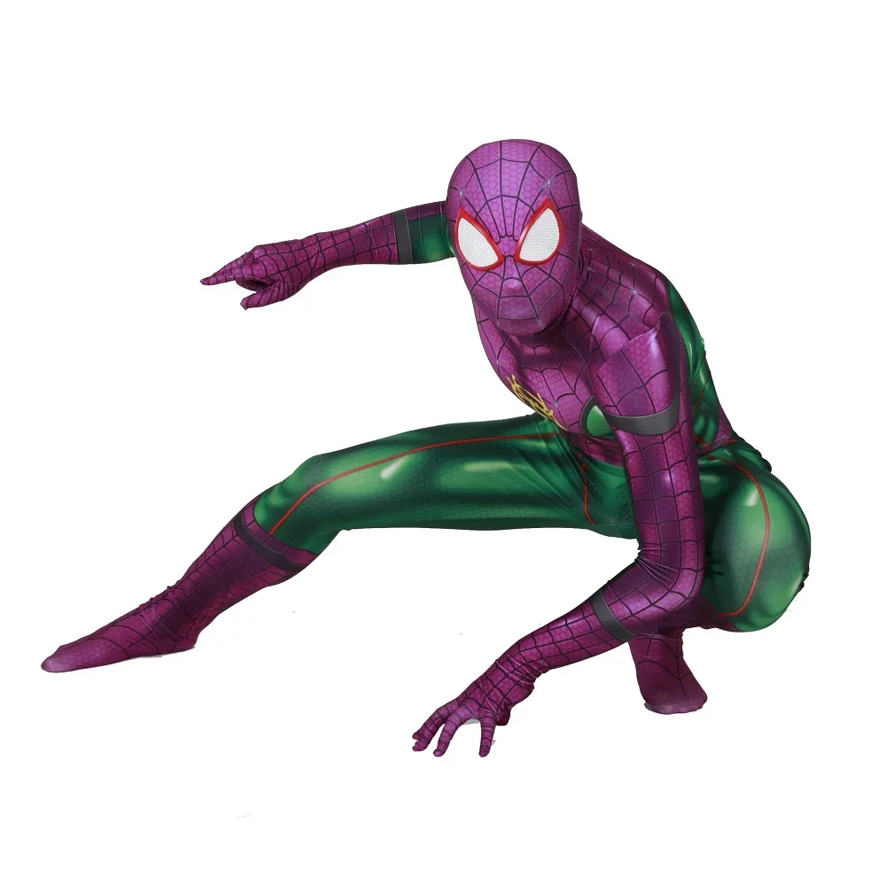 Green Joker Spiderman Cosplay Superhero Spandex Zentai BodySuits Joker Spider Boys Costume Outfit Halloween Costume Adult