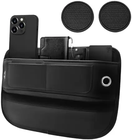 

Premium Leather Car Seat Gap Organizer with Card Slots – Universal Fit for SUV/Truck – Black
