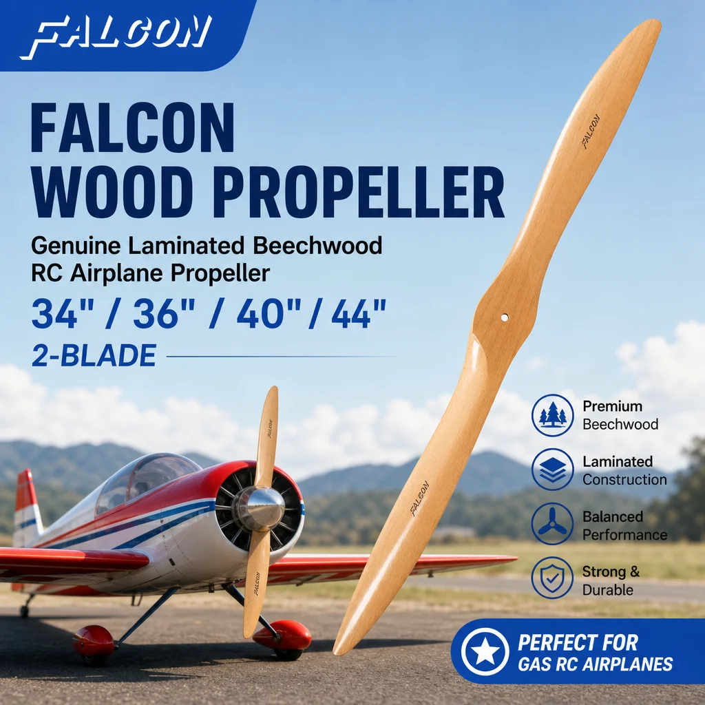Genuine Falcon W2C Laminated Beechwood Propeller 34 36 40 44 Inch 2-Blade Gas RC Plane Prop