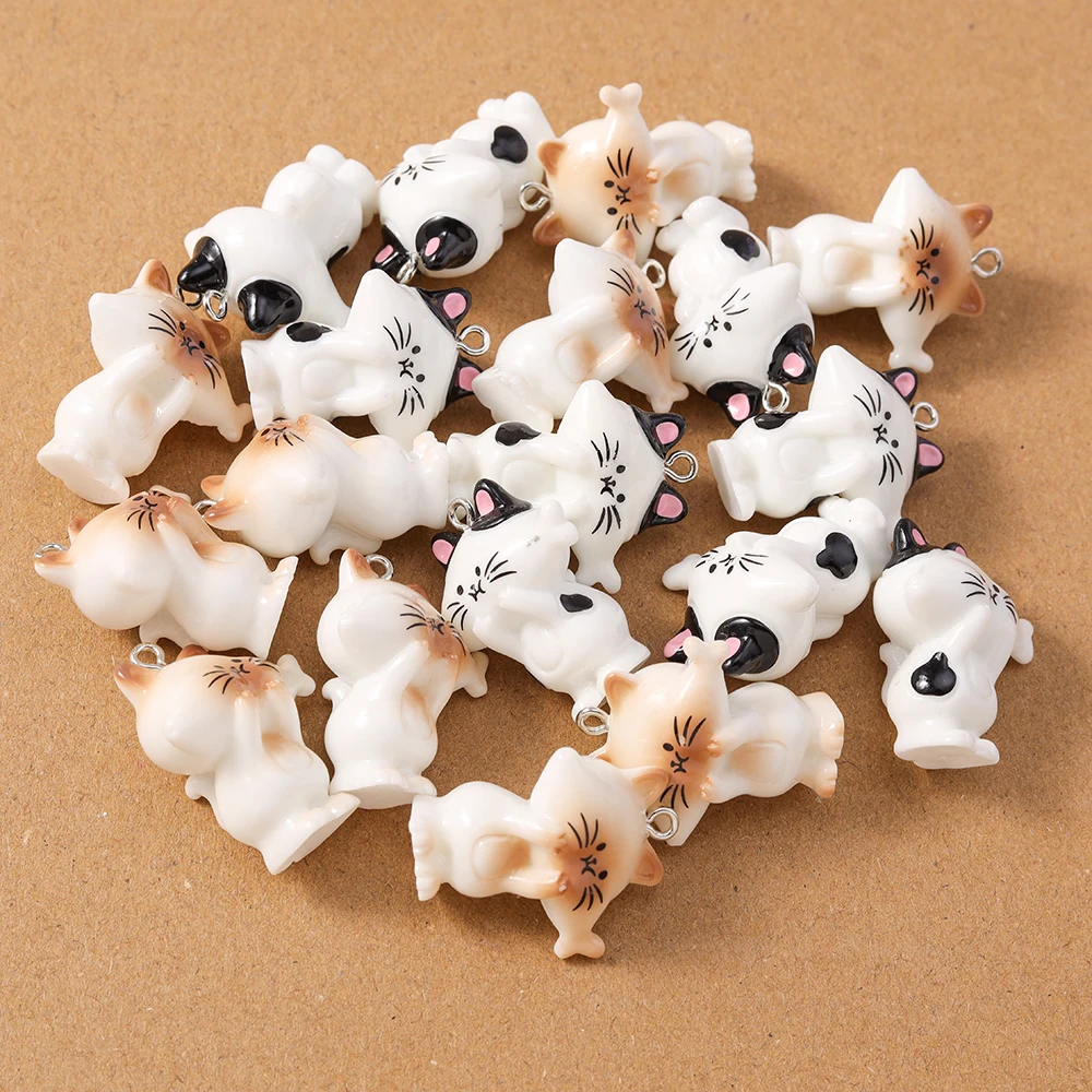 

10pcs Cute Cartoon 3D Cat Charms Pendants for Jewelry Making Necklace Earrings DIY Handmade Accessories Supplies