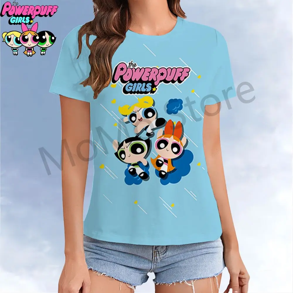 Women's  T-shirt The Powerpuff Girls Kawaii New Streetwear Y2k Short Sleeve Tee 3D Print Tops XS-3XL Summer Cheap Clothes 2024