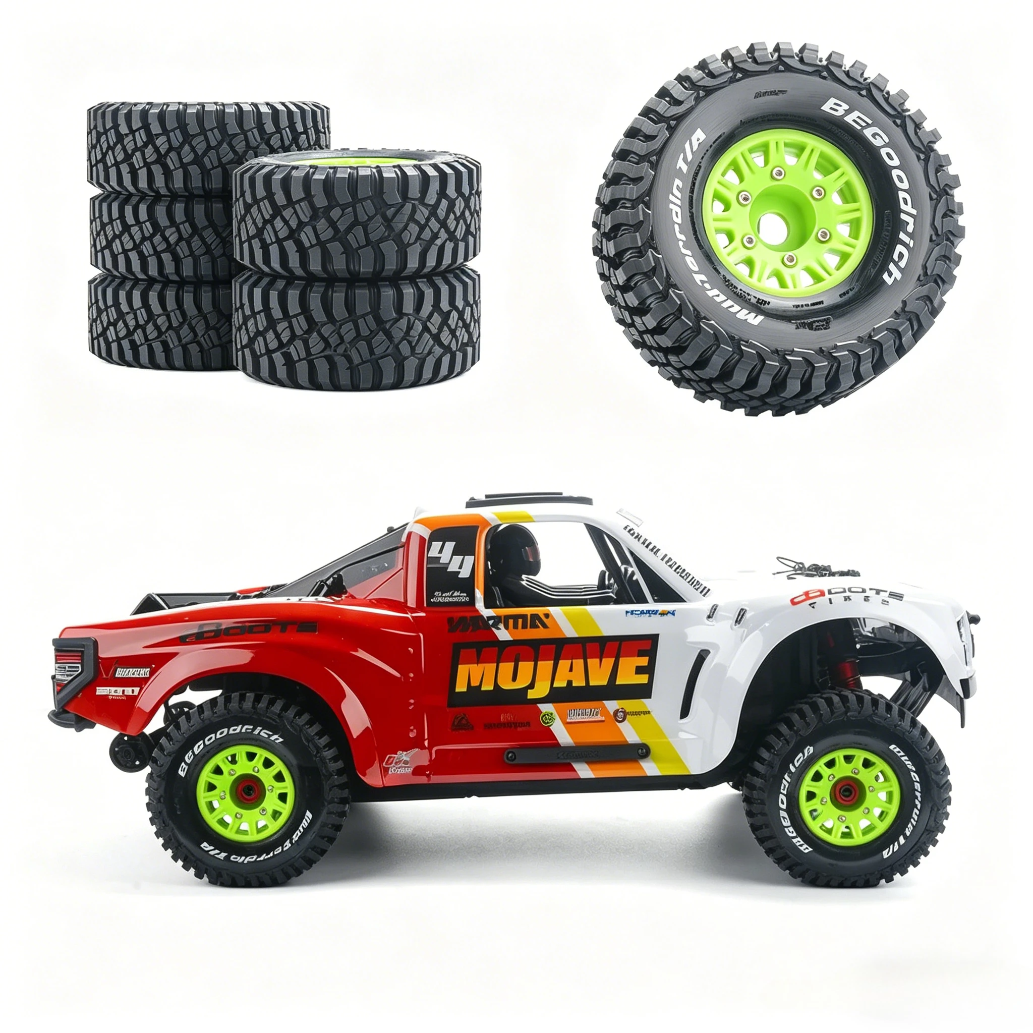 

PYFORE Off-road Tires 124X48mm Adapter 17mm 4PCS for ARRMA 1/8 MOJAVE ARA4404 RC Model Car Desert Truck Accessories