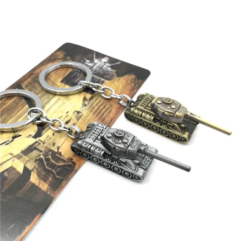Solid Alloy Mini Military Tank Model Keychain Heavy Metal Armored Vehicle Pendant Backpack Bag Charm Hobby Collection Gift