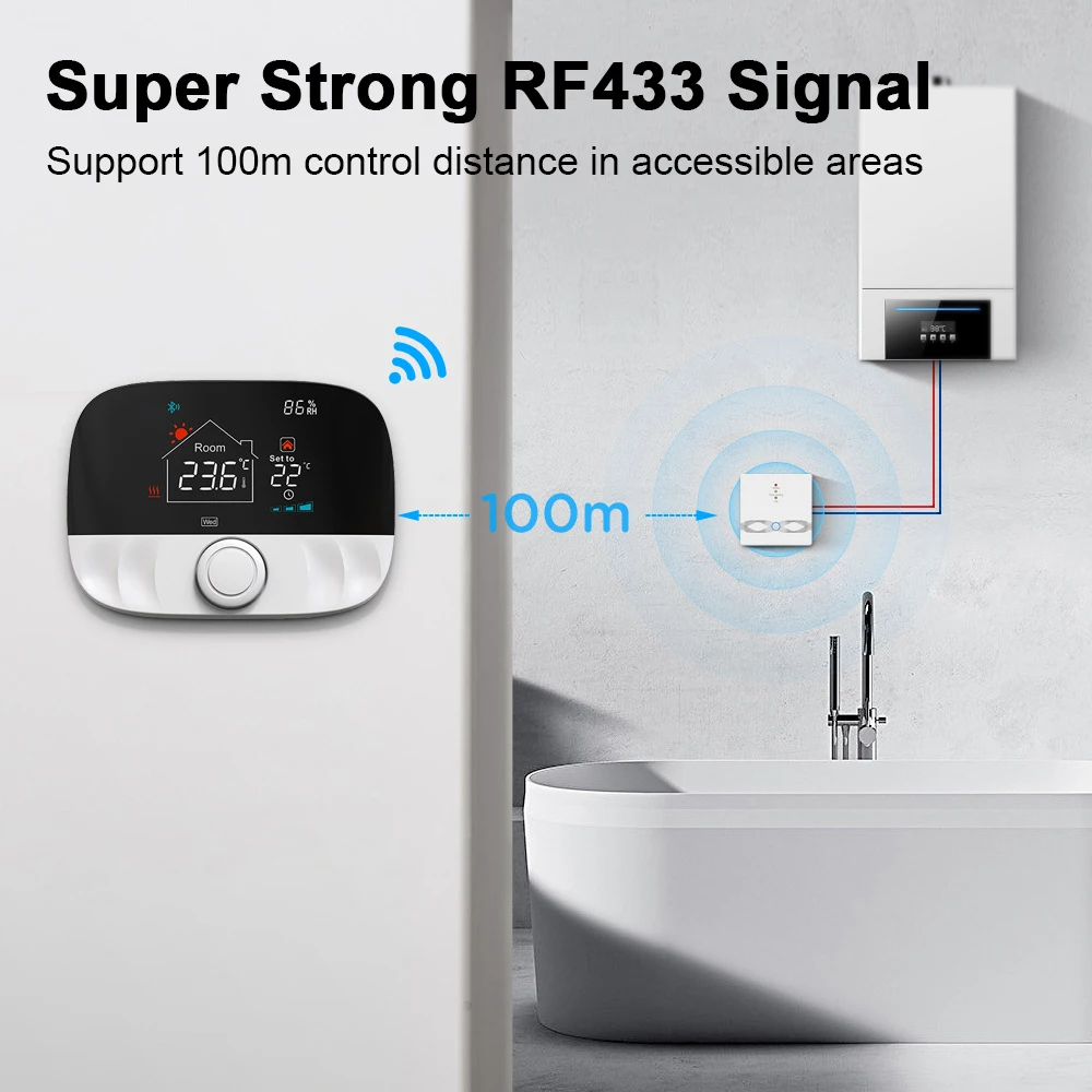 Termostat inteligentne WiFi Tuya bezprzewodowy regulator temperatury RF433 do ogrzewania podłogowego kocioł gazowy wody współpracuje z Google Home Alexa