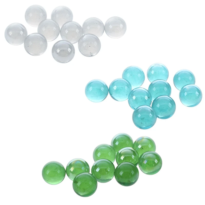 

10 Pcs Marbles 16Mm Glass Marbles Knicker Glass Balls Decoration Color Nuggets Toy Transparent & Green & Light Blue(3 Set)