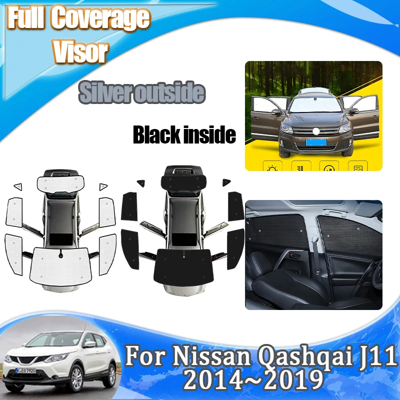 

For Nissan Qashqai J11 Accessories 2014~2019 Custom-Fit Sunscreen Sun Visors Thermal Insulation Windshield Anti-UV Accessories