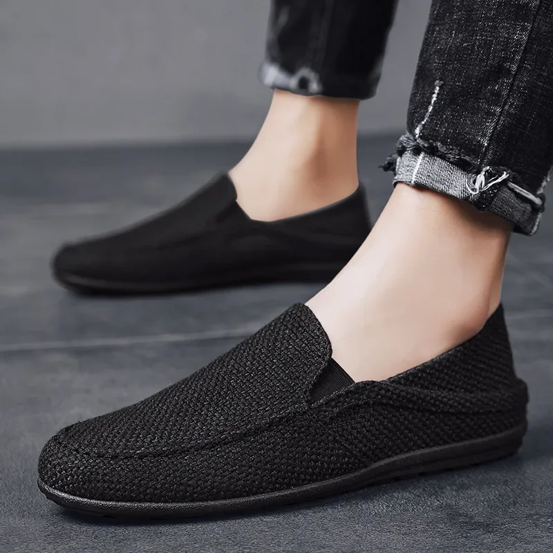 New Men Shoes Hemp Breathable Men Casual Shoes Driving  Men Soft Comfortable Loafers Brand Fashion Half Slippers Flats2023