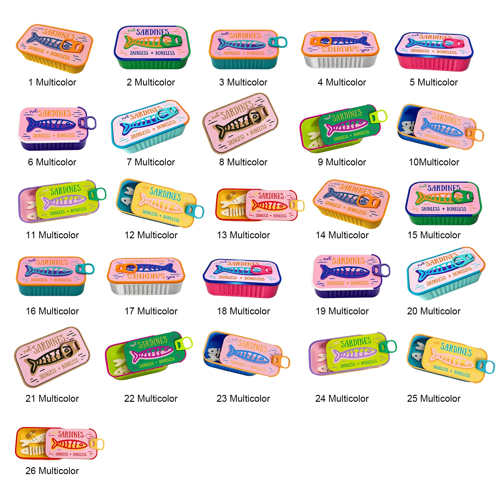 3D Printed Sardine Tin Shaped Plastic Storage Box Easy Open Lid Fishbone Winder Travel Jewelry Organizer For Vanity Decor