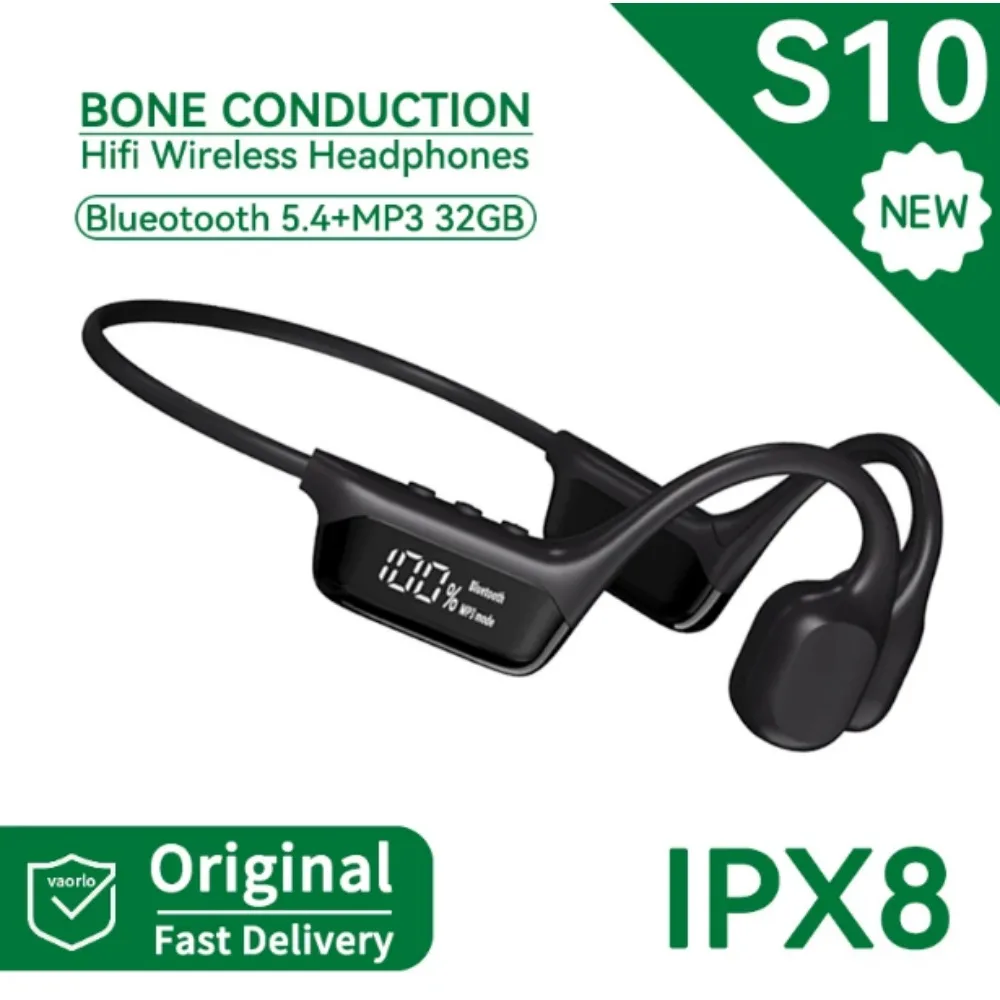 SONY S10 Bluetooth 5.4 Bone Conduction Wireless Headphones 30 Meters Depth IPX8 Waterproof Swimming Headsets 32GB RAM MP3 Player