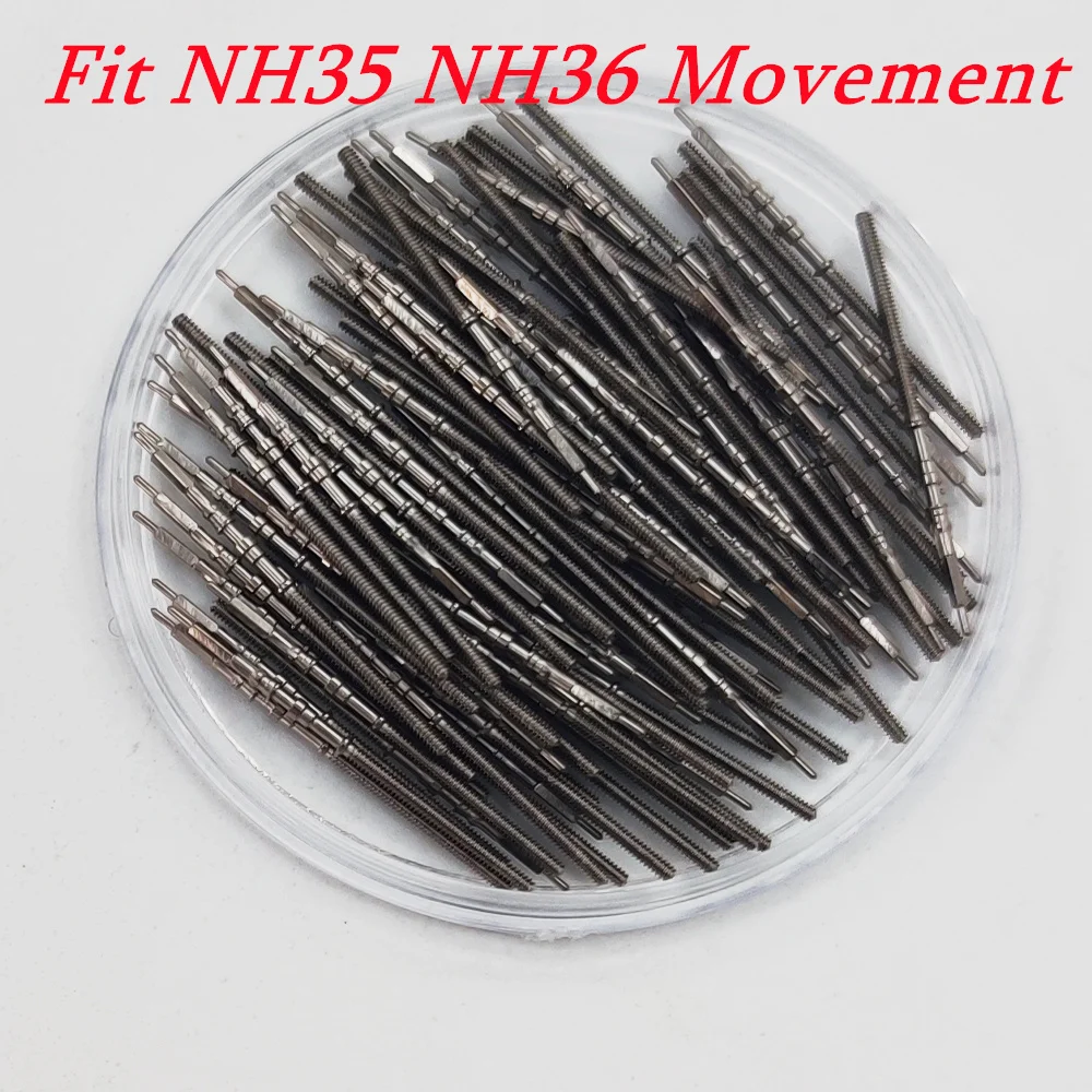 NH35 ساعة الجذعية الفولاذ المقاوم للصدأ قطع الغيار تناسب NH35 NH36 NH38 NH39 تاج التلقائي الميكانيكية ساعة يد تعمل بالحركة اكسسوارات أجزاء