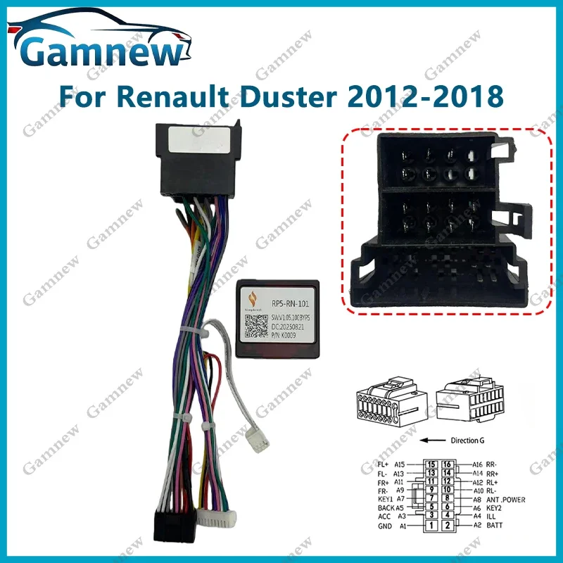

Адаптер проводки для автомобиля с 16-контактным разъемом, декодер Canbus, кабель питания для радио, подходит для Renault Logan, Sandero, Duster, Symbol 2012+