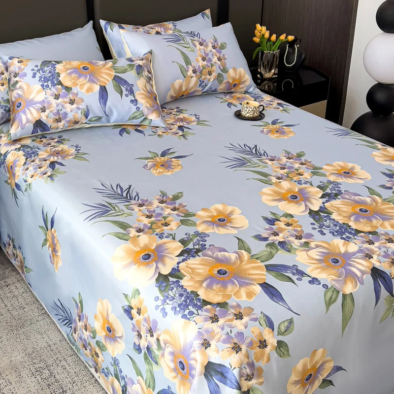 Summer Ice Silk Cool Bed Sheets for Double Bed Single/Queen/King Size Top Sheets for Beds sabanas cama 150 160 200 Bed Linen