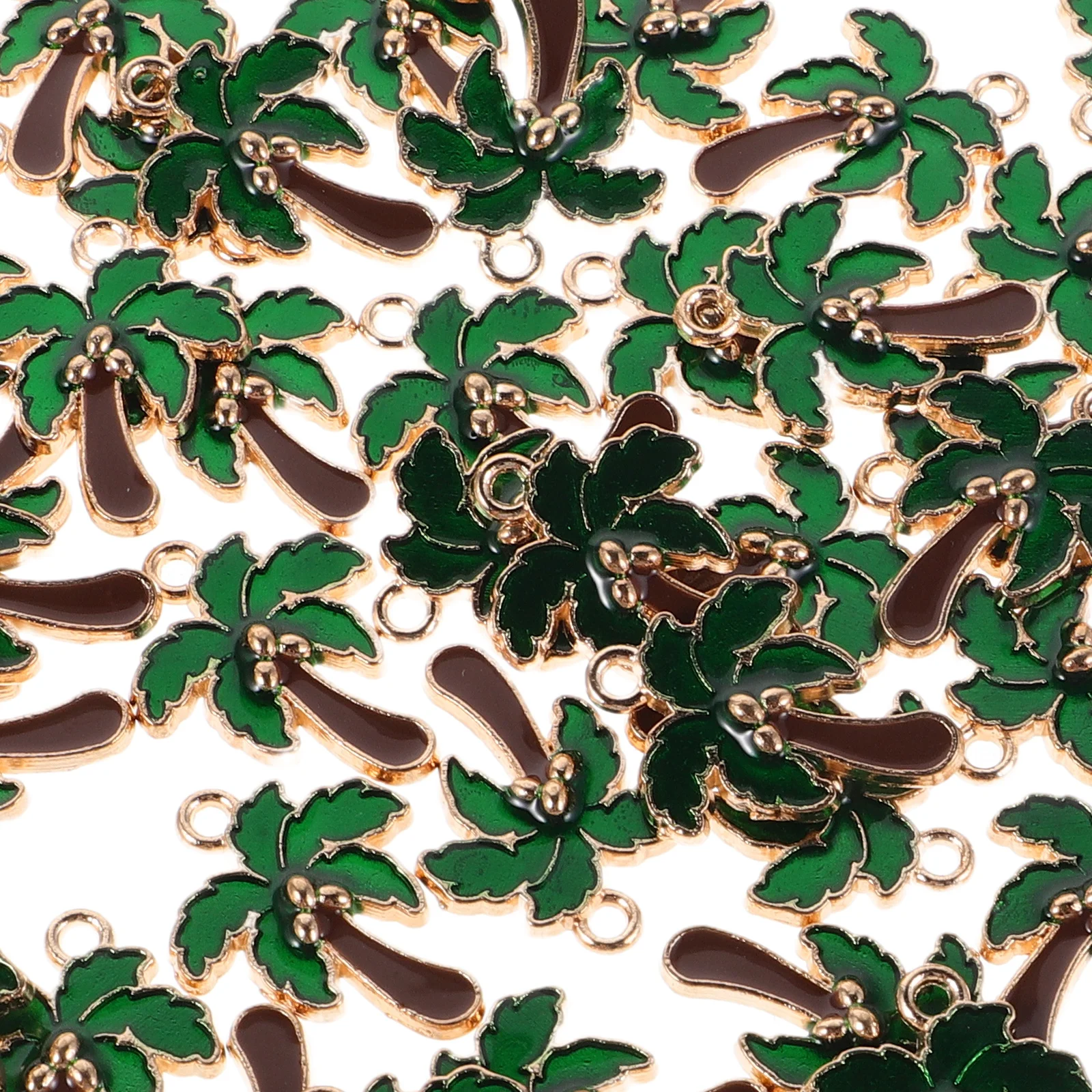 จี้โลหะผสมรูปต้นมะพร้าวเคลือบ 80 ชิ้น สำหรับทำสร้อยคอ ต่างหู สร้อยข้อมือ พวงกุญแจ เครื่องประดับสไตล์ทรอปิคอล อุปกรณ์ DIY