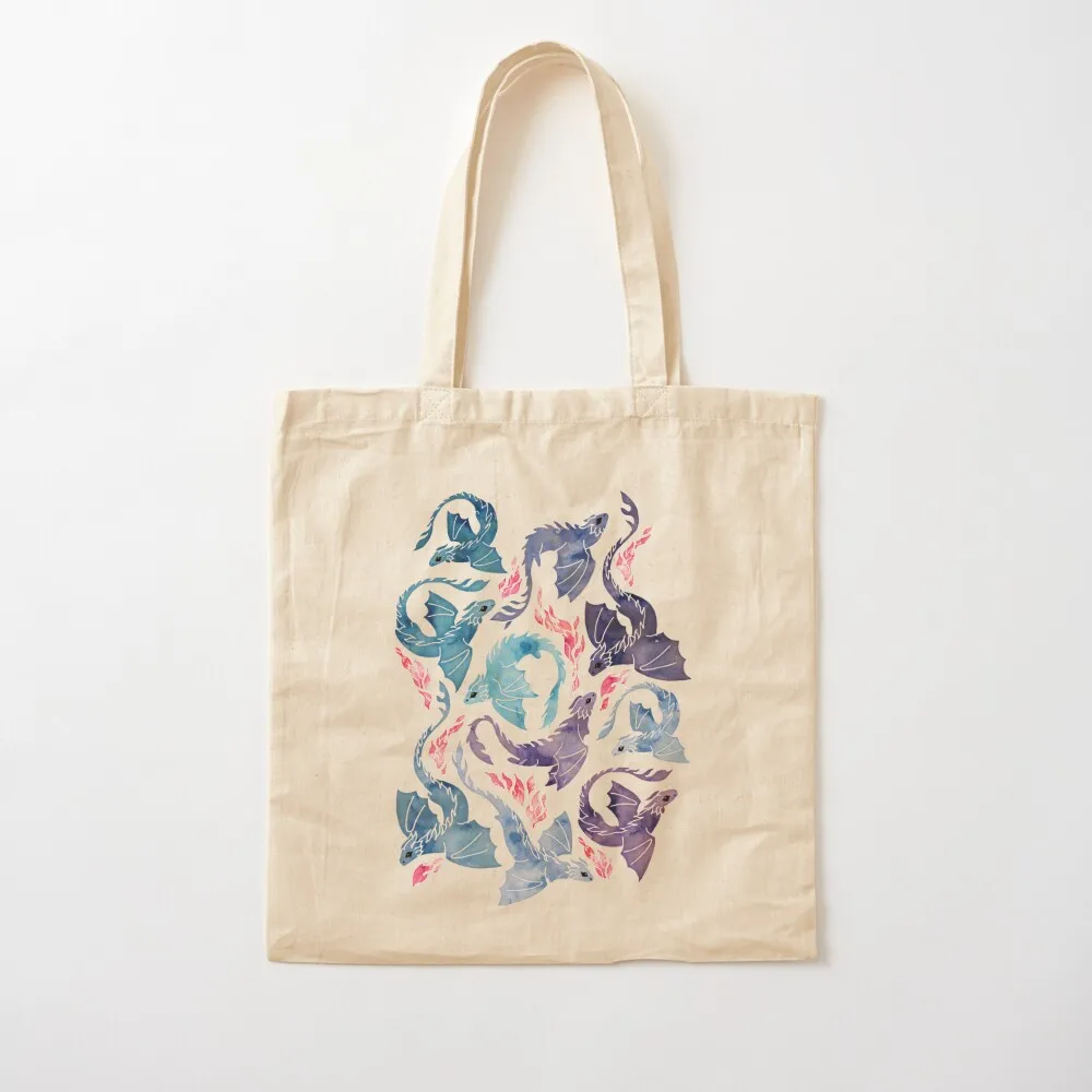 Dragon fire dark turquoise and purple Tote Bag personalized tote bag Gift bag Custom free delivery bags