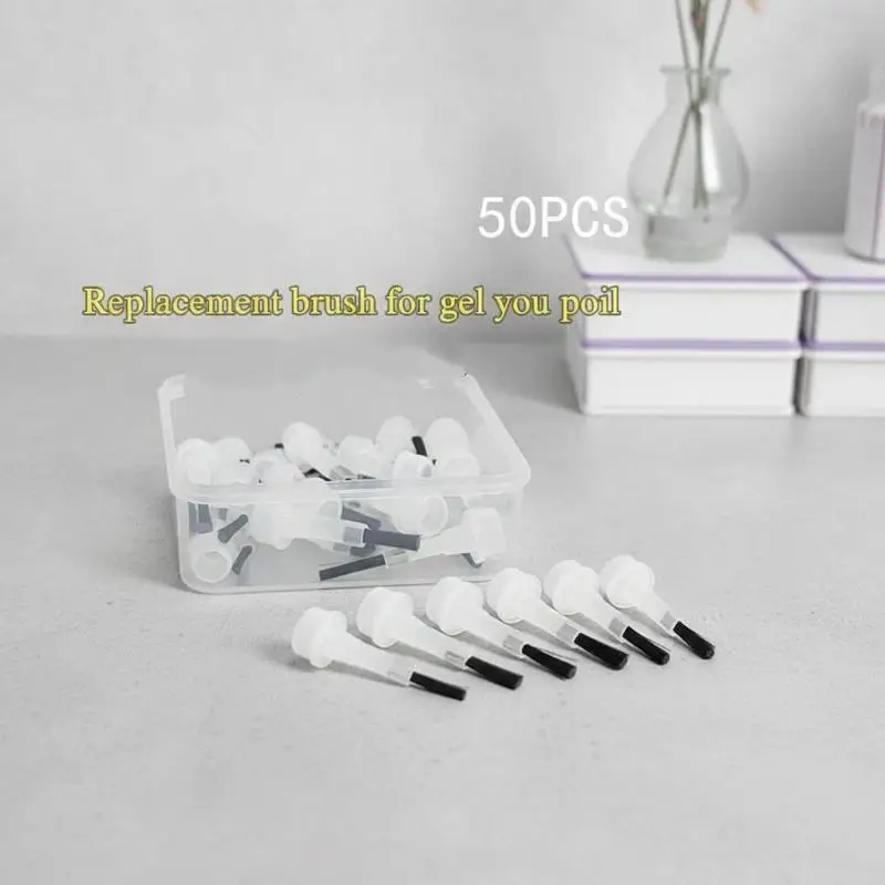 50Pcs Nail Brush Polish Brushes Replacement Head Brush Dip Disposable Acrylic Powder Heads Liquid Applicators Manicure Set