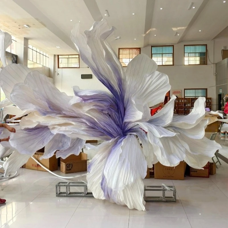 Ribbon paper art flower installation art plastic free shape background flower