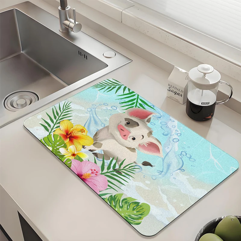 

Disney Moana Cute Pig Hawaiian Style Kitchen Drying Mat Absorbent Anti slip for Sink