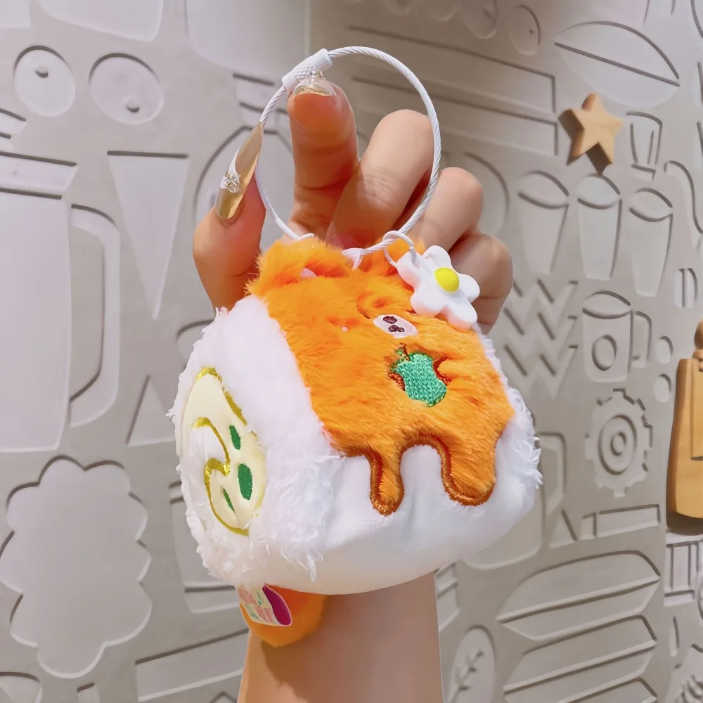 Animal rouleau suisse pendentif peluche gâteau apparence peluche rouleau suisse porte-clés 10 cm moelleux dessin animé en peluche porte-clés décoration de la maison