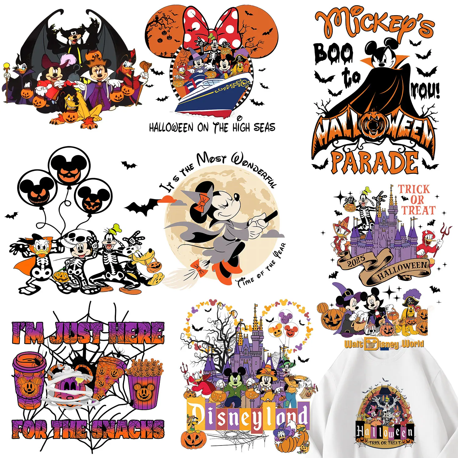 

Halloween On The High Seas Mickey Trick or Treat Pumpkin Junkie Iron Sticker for Clothing Wear-resistant Diy Craft