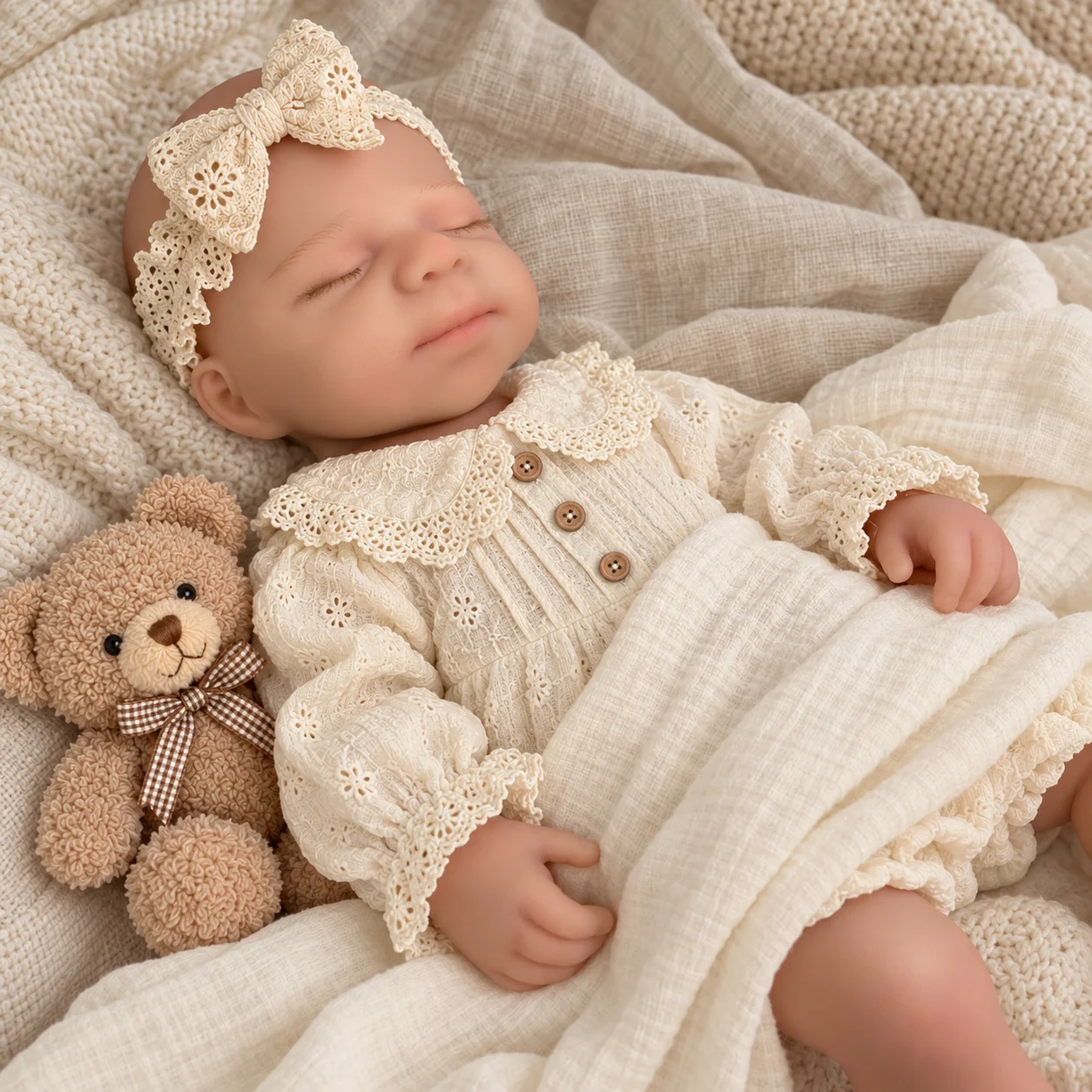 20 Inch Full Body Silicone Baby Girl Doll Soft Reborn Art Doll Hand-Painted Details Hobbyists Doll Collectors Collection Display