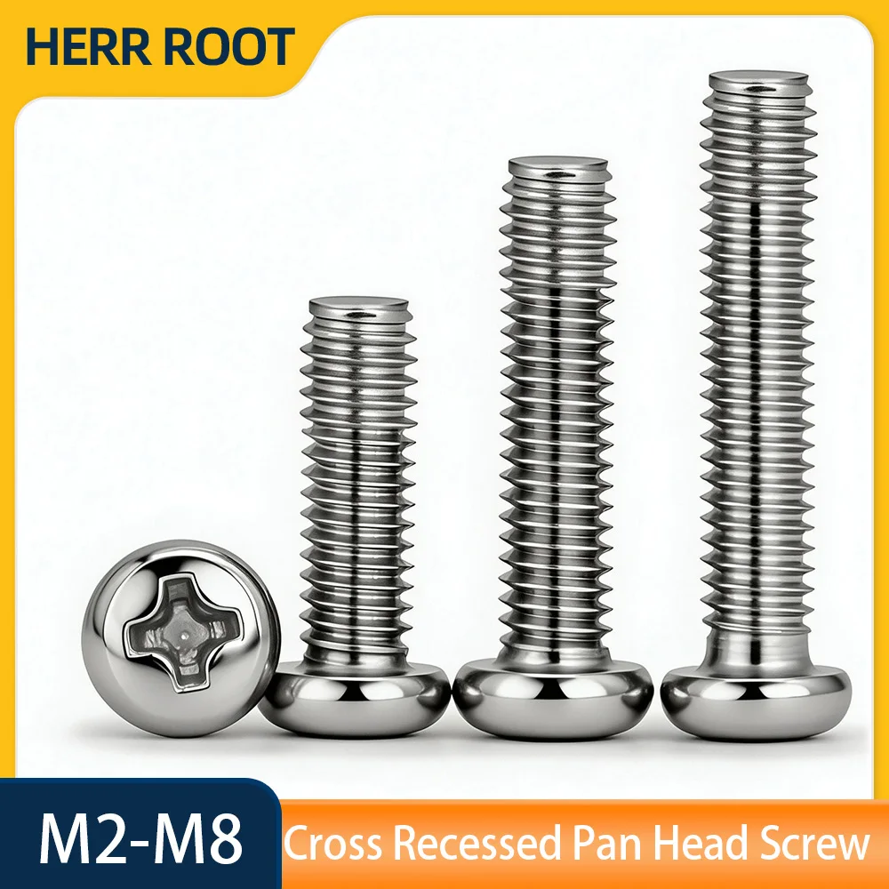 5/20/50/100/200pcs 304 Stainless Steel Cross Recessed Pan Head Screw Phillips M2 M2.5 M3 M3.5 M4 M5 M6 M8 Round Pan Bolt