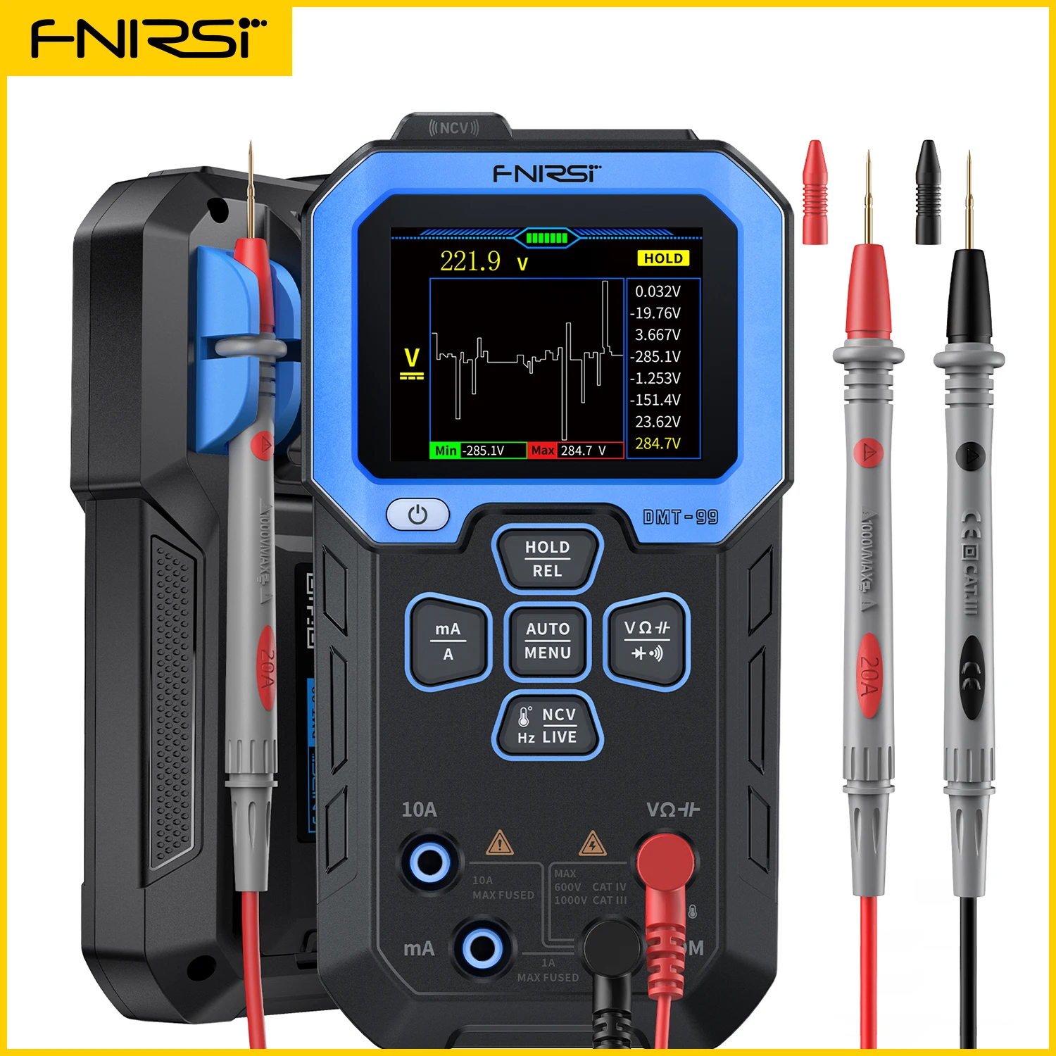 DMT-99 10000 counts smart Digit True RMS Multimeter 1000V 10A 99.99 MΩ 100mF 10MHz CAT IV 600 CAT III 1000V