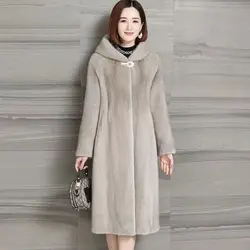 2025 winter new high-grade Mid-Length mink velvet female fur coat female Fashion hooded Warm slim overcoat women fur jacket T823