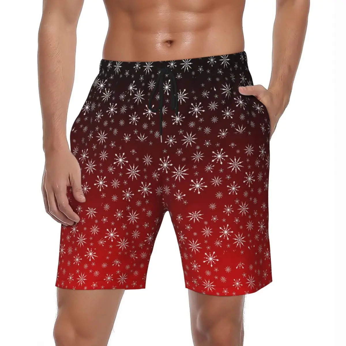 Swimwear Gradient Snowflake Board Shorts Summer Christmas Fashion Beach Short Pants Man Design Surfing Comfortable Swim Trunks