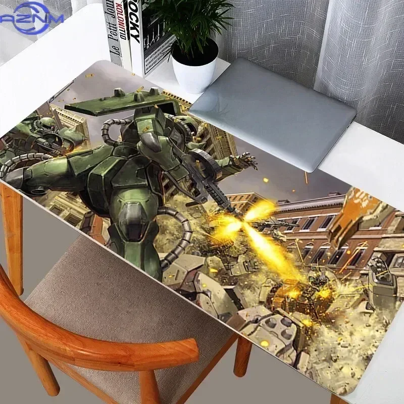 Anime Mecha Robot Black White Sketch Ruined Battlefield Mouse Pad Rubber Non Slip Gaming Desk Mat for Computer Laptop Office Use