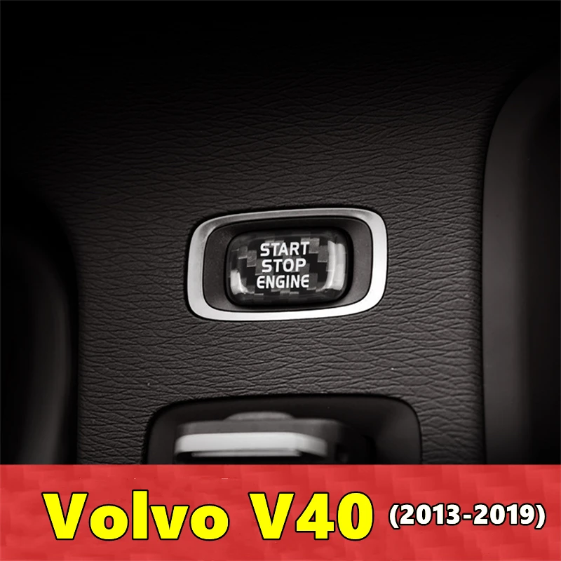 For Volvo V40 Car Engine Start Stop Button Cover Real Carbon Fiber Sticker 2013 2014 2015 2016 2017 2018 2019