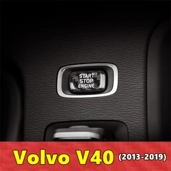 Volvo V40車両エンジン用スタートストップボタンカバー本物のカーボンファイバーステッカー2013 2014 2015 2016 2017 2018 2019