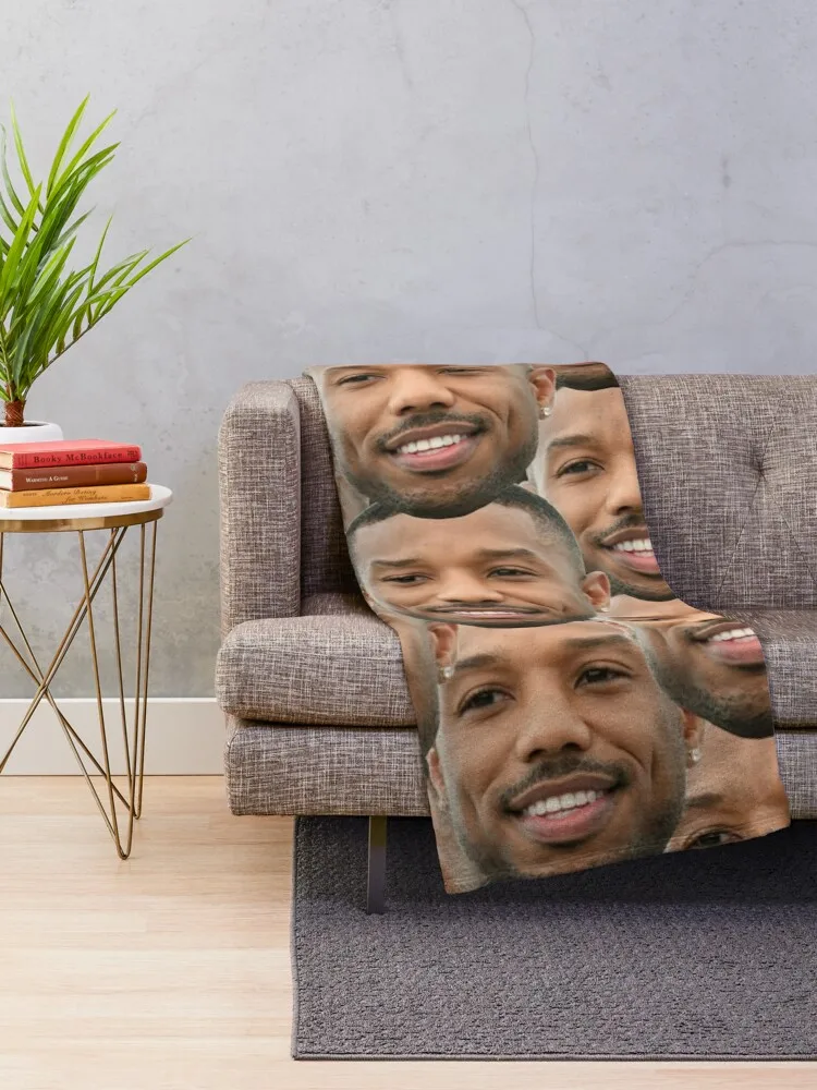 Michael B Jordan heads Throw Blanket warm winter Cute Plaid Blankets