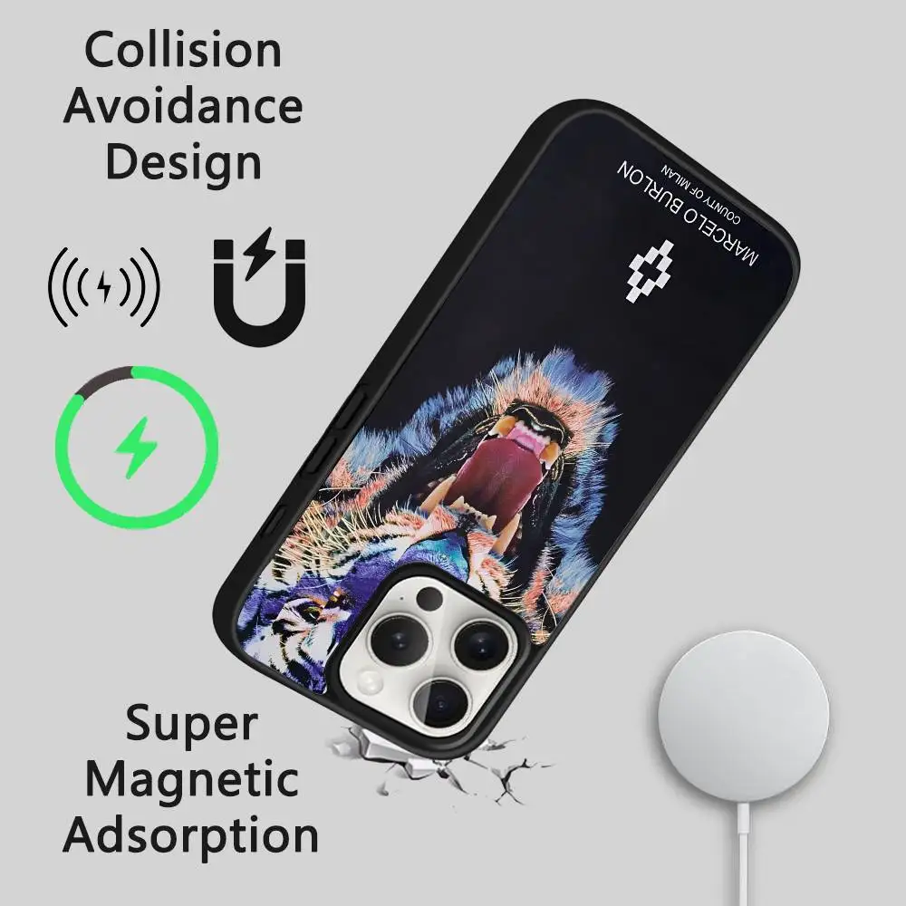 Epc Marcelo Burlon County Of Milan حافظة هاتف مغناطيسية قوية لهاتف آيفون 16 15 14 13 Pro Max 11 12 Mini لـ Magsafe