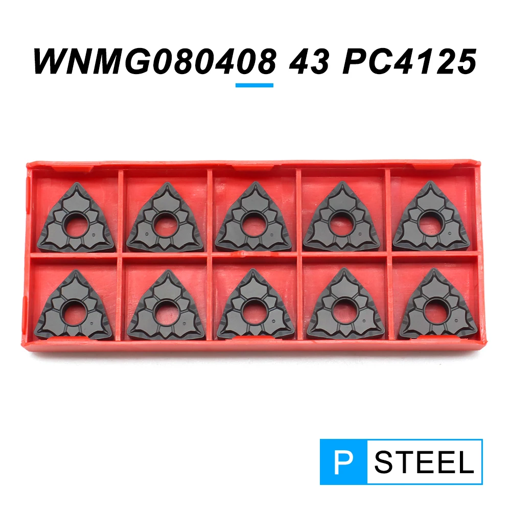 

WNMG080408 43 PC4125 Carbide Inserts External Turning Tool Tungsten Carbide Blade WNMG 080408 CNC Lathe Cutter Tools For Steel