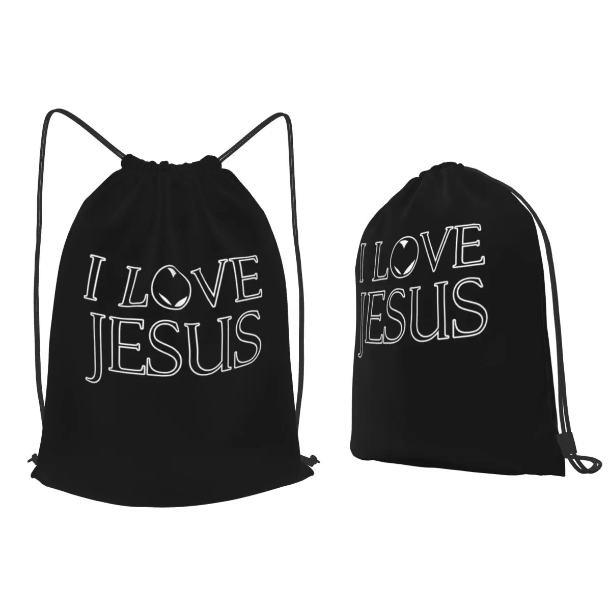 I Love Jesus Heart Gift Rucksäcke, tragbare Sporttasche mit Kordelzug, Büchertaschen für Männer, Frauen, Schule